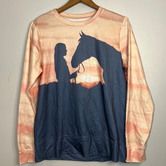 Tops - Horse 3D print long sleeve sweatshirt t-shirt size small like new